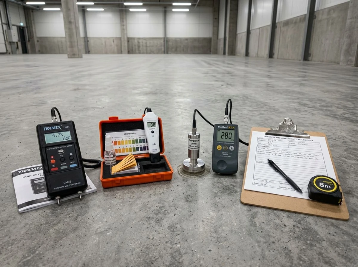 ATR technician assessing concrete floor condition