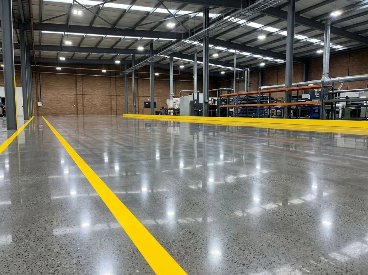 Completed concrete restoration with pristine floor finish